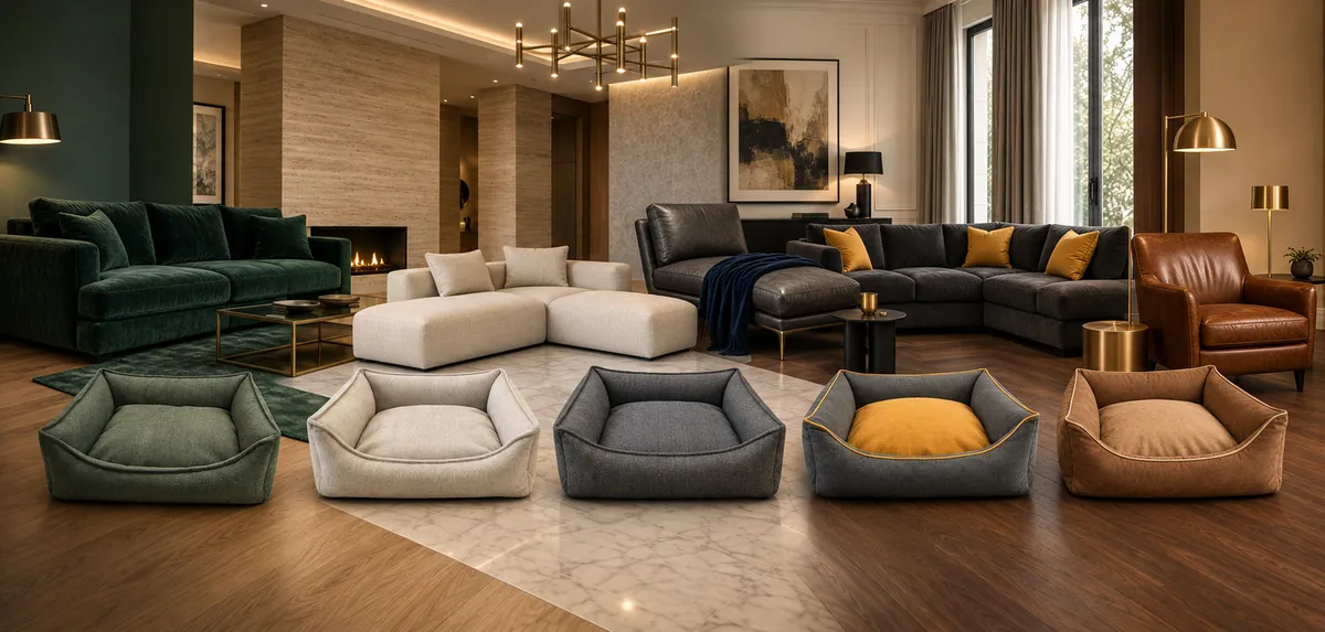 In Residence beds in five colourways in a modern living room