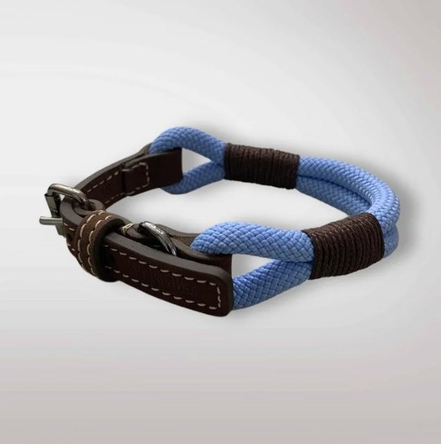 Pet Pavilion Italian Nylon Collar — Blue & Brown